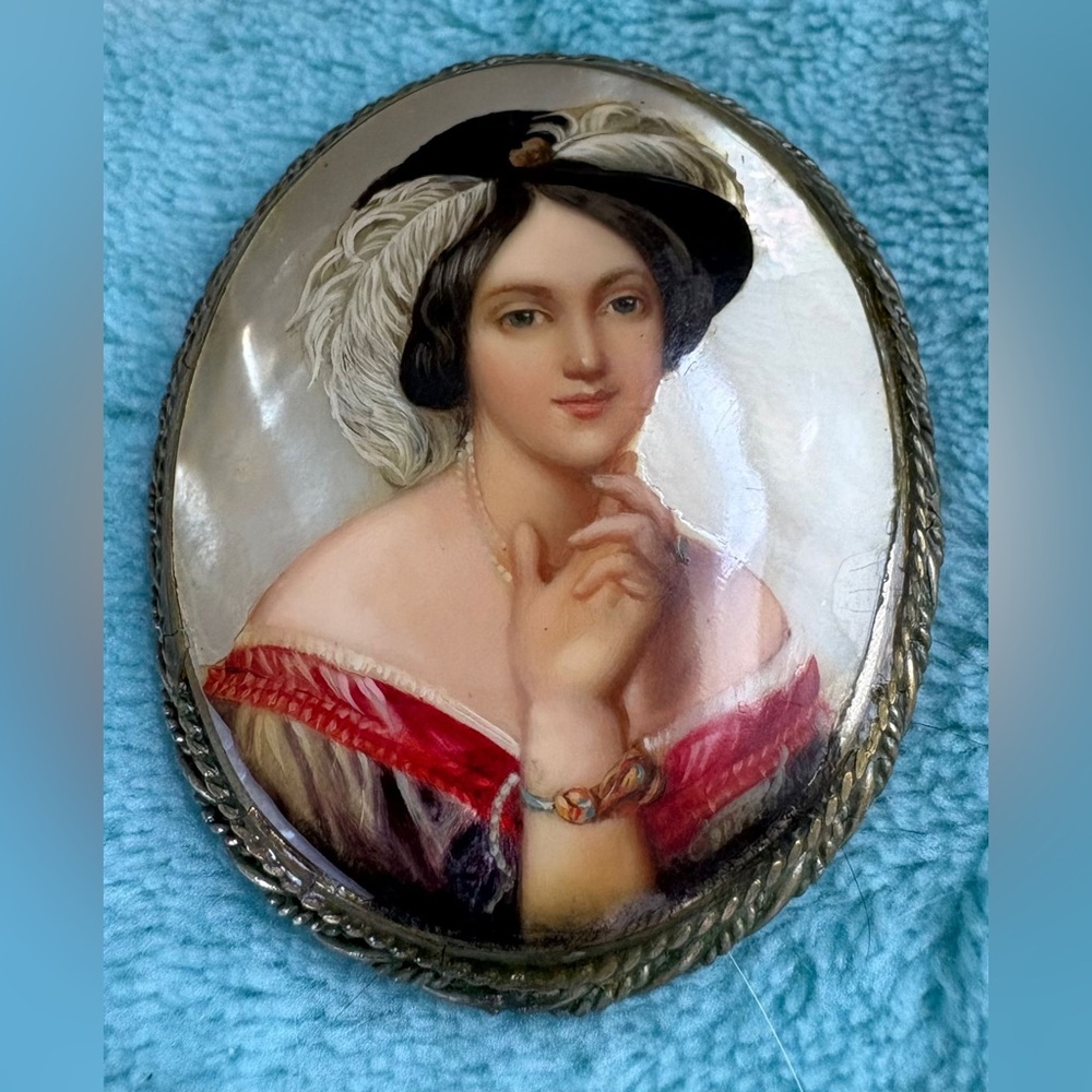 Vintage Russian Hand-Painted Brooch